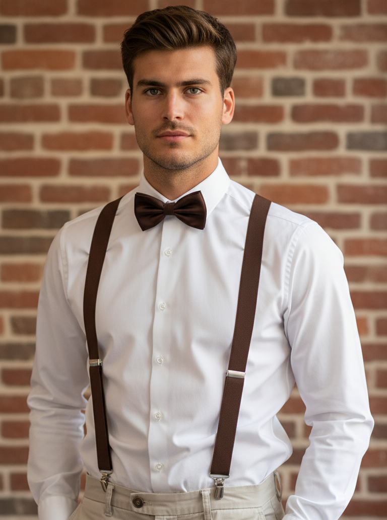 Pajarita y tirantes marrón chocolate - Imagen 2