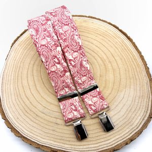 Tirantes beige cachemires rojos