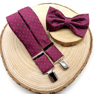 Tirantes y pajarita Buganvilla oscuro y azul