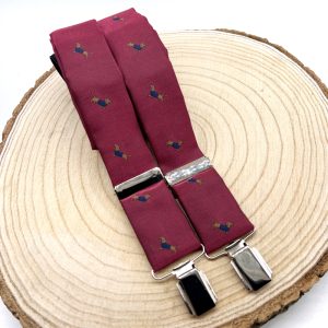 Tirantes marsala perro salchicha azul