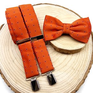 Tirantes y pajarita naranja puntos