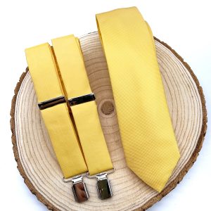 Tirantes y corbata amarillo textura
