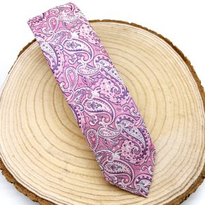 Corbata paisley rosa y gris