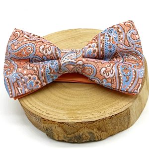 Pajarita paisley salmón y azul