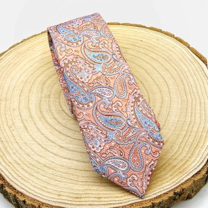 Corbata paisley salmón y azul