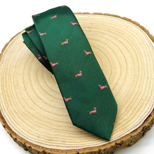 Corbata verde perro rosa