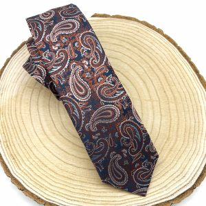Corbata paisley azul y naranja
