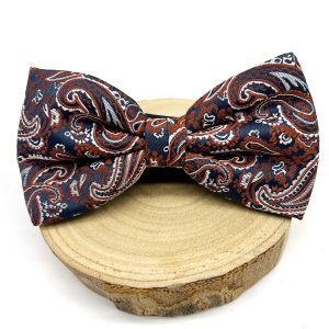 Pajarita paisley azul y naranja