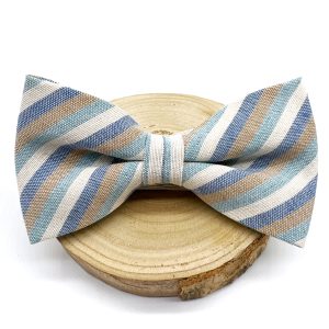 Pajarita rayas beige y azul
