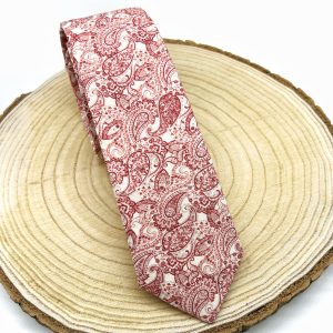 Corbata paisley rojo y beige