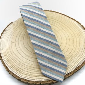 Corbata rayas beige y azul