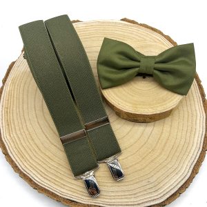Tirantes y pajarita verde caza classic