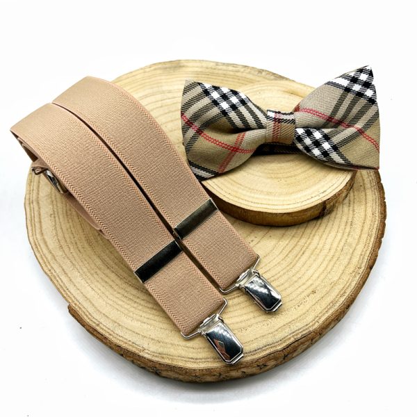 Pajarita y tirantes Beige