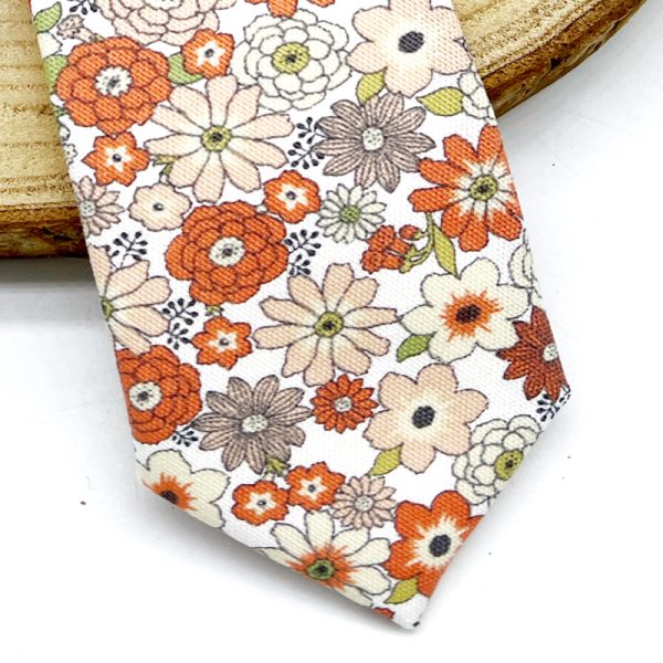 Corbata naranja flores - Imagen 2
