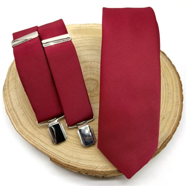 Tirantes y corbata granate claro - Imagen 7