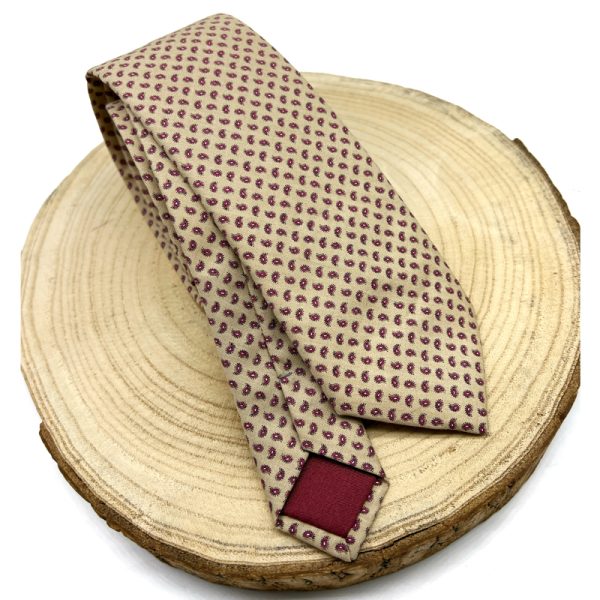 Corbata beige cachemires burdeos - Imagen 4