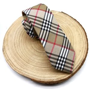 Corbata beige cuadros