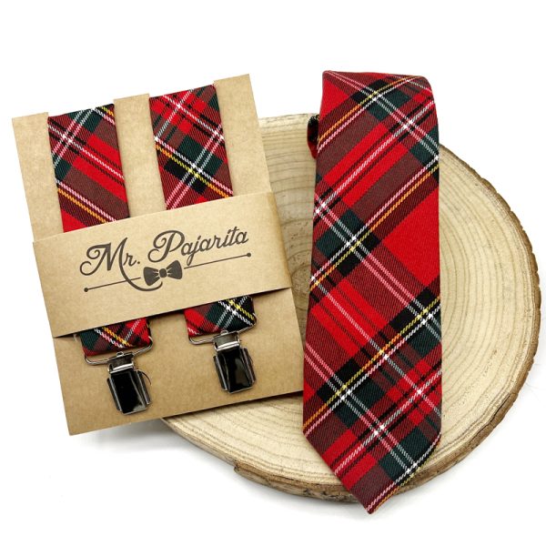 Corbata roja de cuadros escoceses - Imagen 2