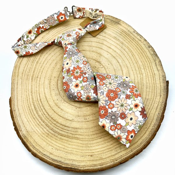 Corbata naranja flores - Imagen 3