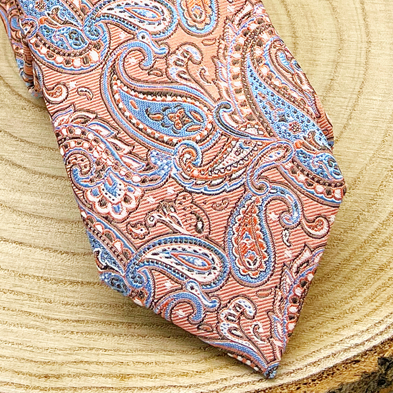 Corbata paisley salmón y azul - Imagen 3