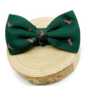 Pajarita verde perro rosa