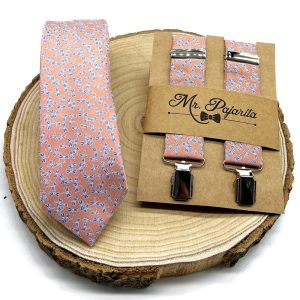 Tirantes y corbata salmón Libelulas