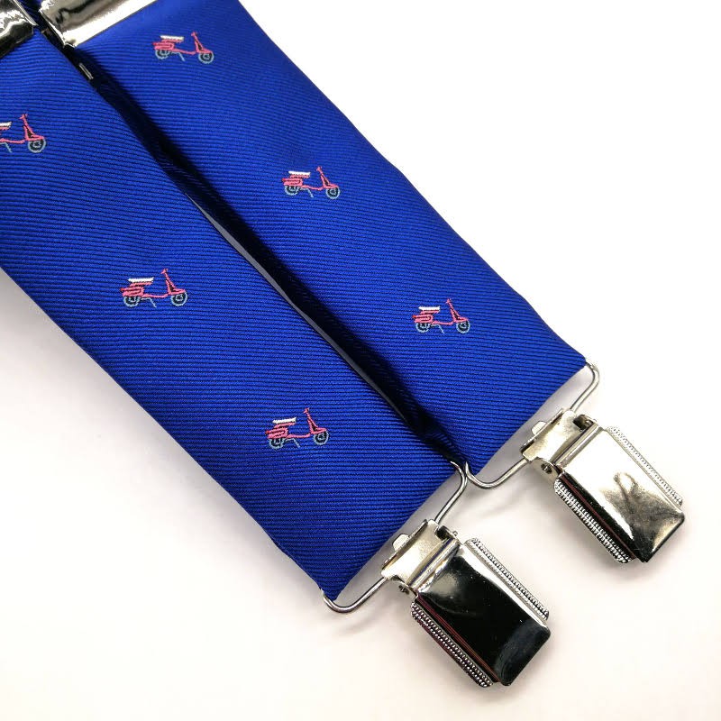 Tirantes y corbata azulón motos