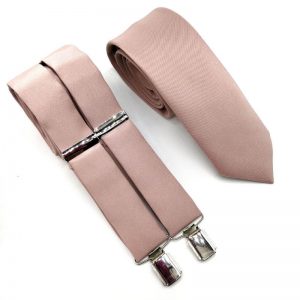 Tirantes y corbata rosa palo